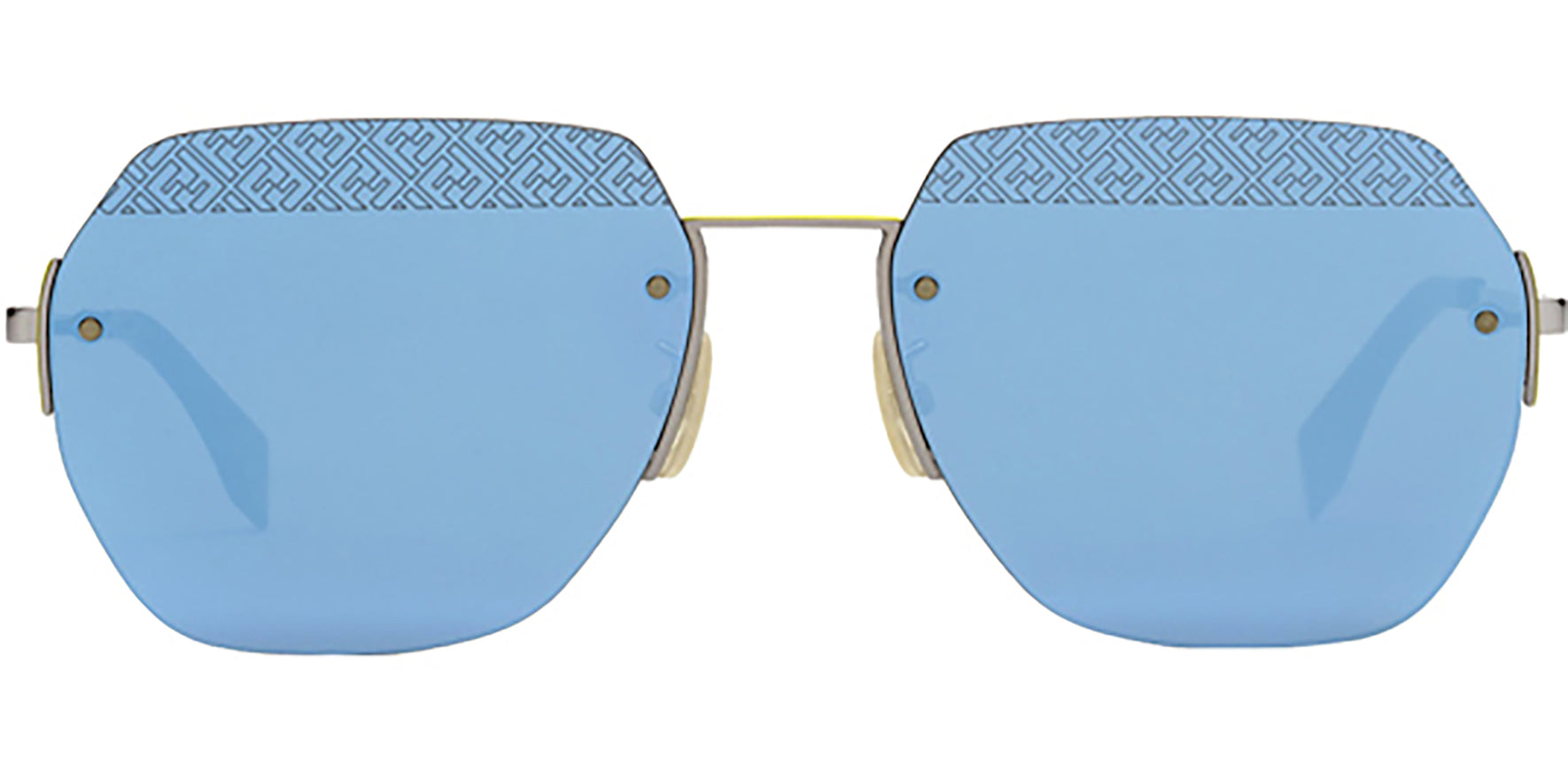 Fendi Silver-Tone/Azure Rimless Aviator - Eyedictive