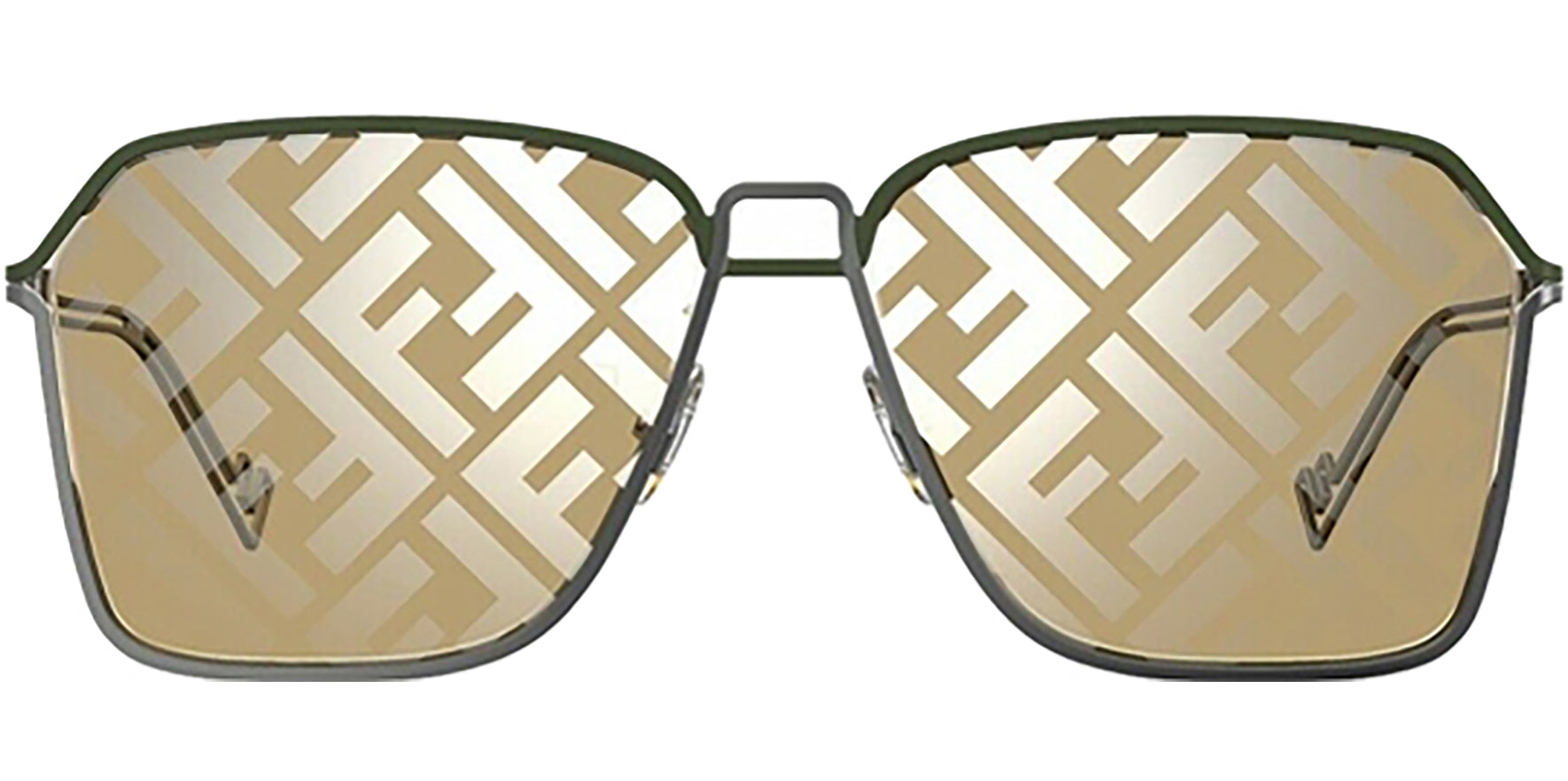 Fendi Ruthenium/Green Geometric Pilot w/ F Pattern Lens - Eyedictive