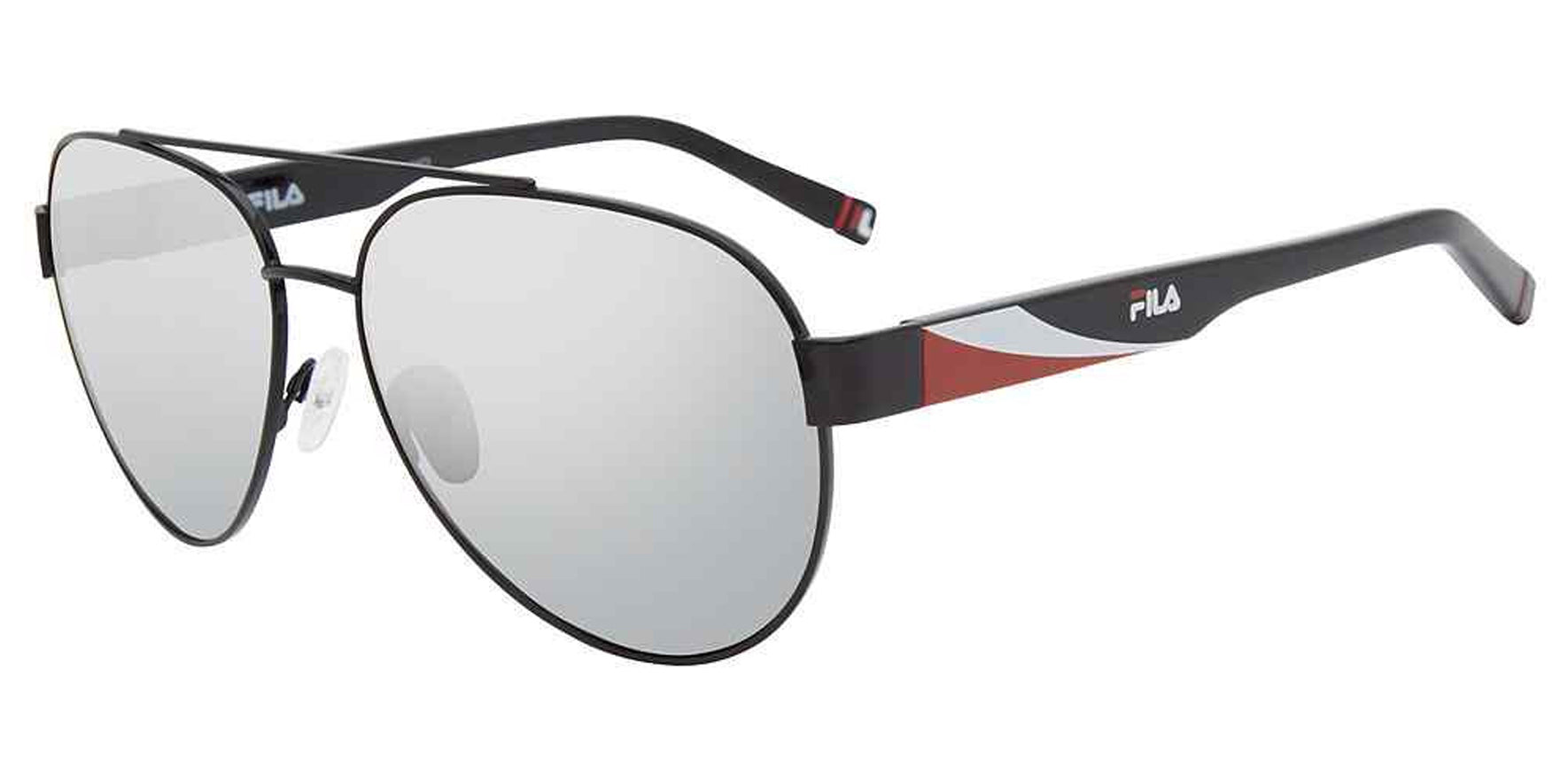 Fila Polarized Black Aviator w/ Silver Mirror Lens