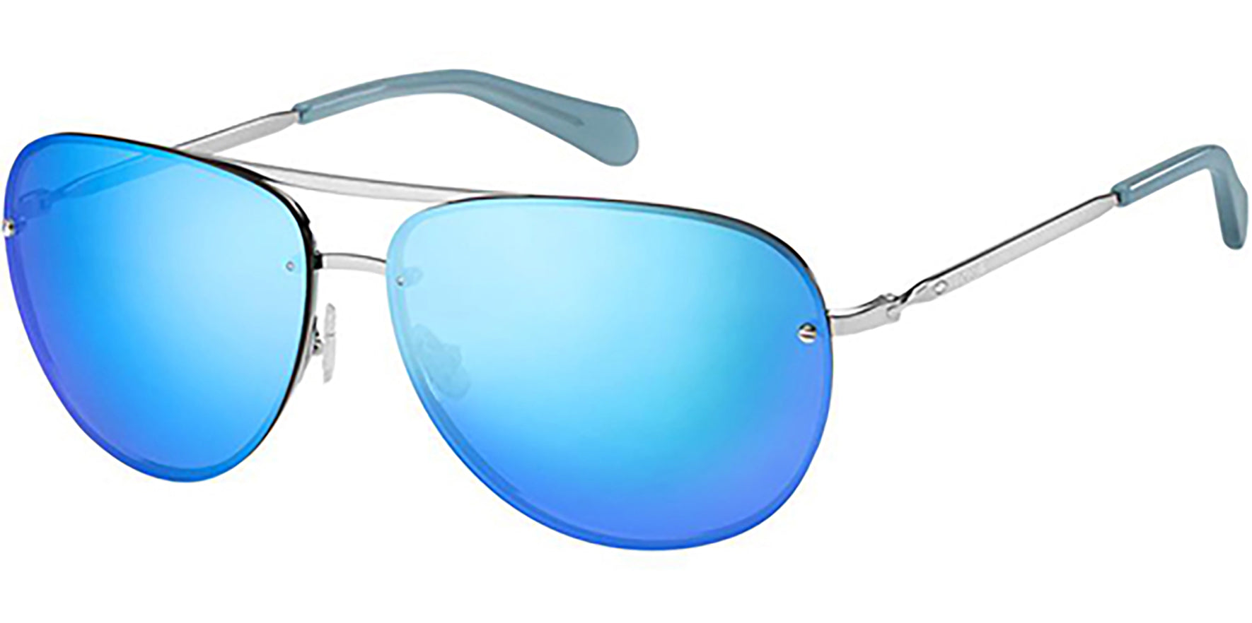 Fossil Silver-Tone Aviator w/ Blue Mirror Lens - Eyedictive