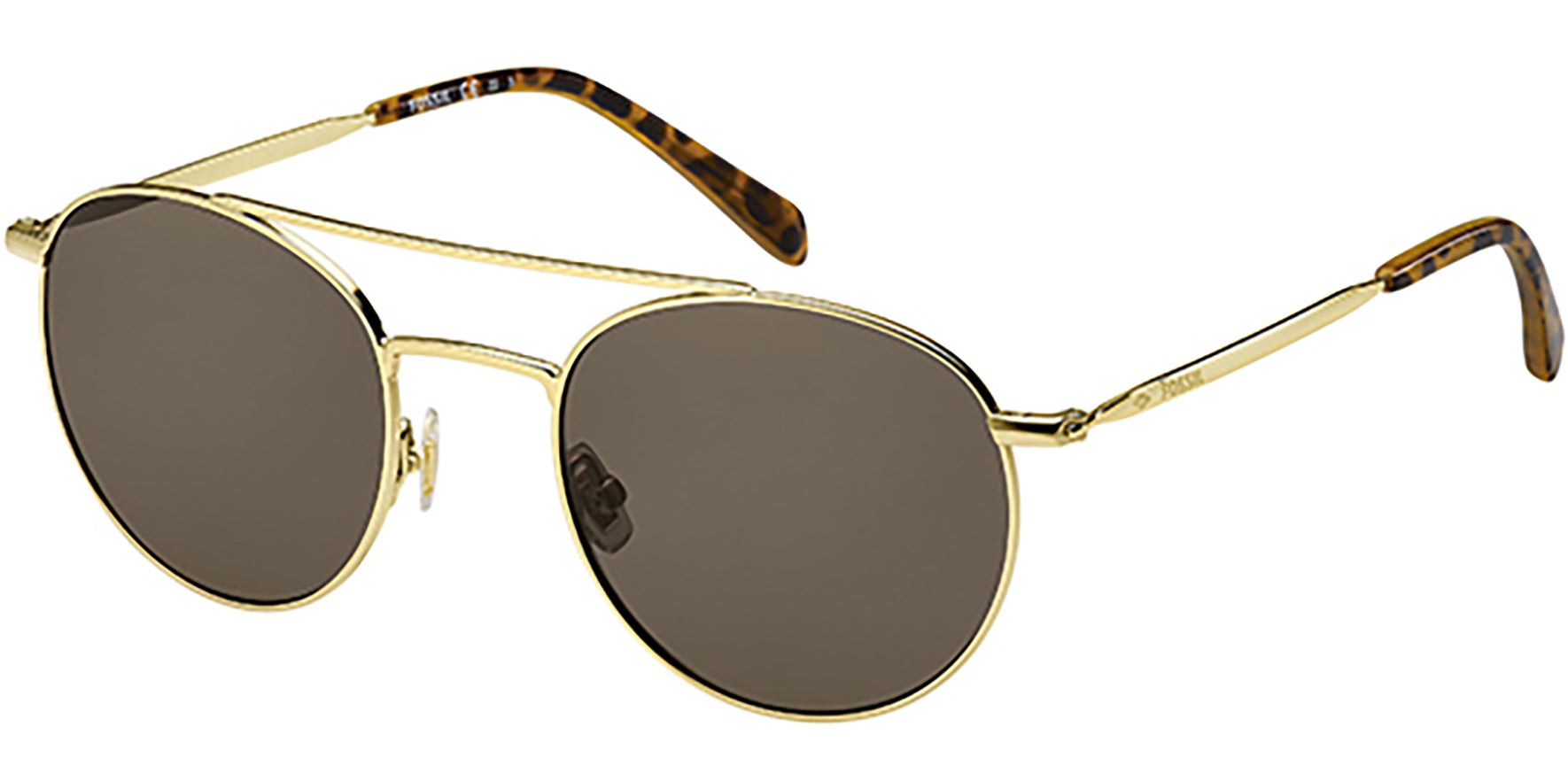 Fossil Gold-Tone/Havana Rounded Aviator - Eyedictive