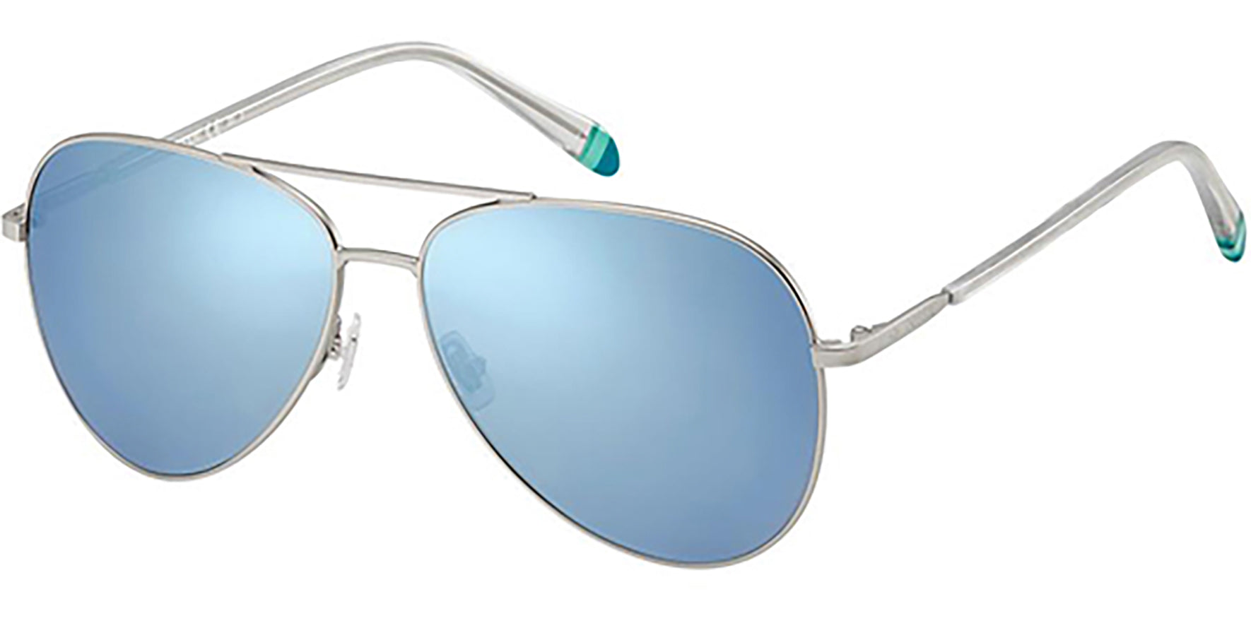 Fossil Matte Silver Aviator w/ Blue Flash Lens - Eyedictive