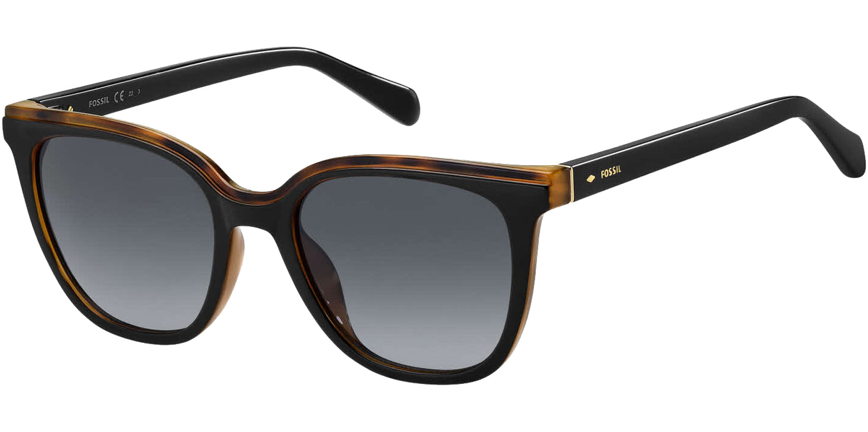 Fossil Black/Havana Square Cat Eye w/ Gradient Lens - Eyedictive