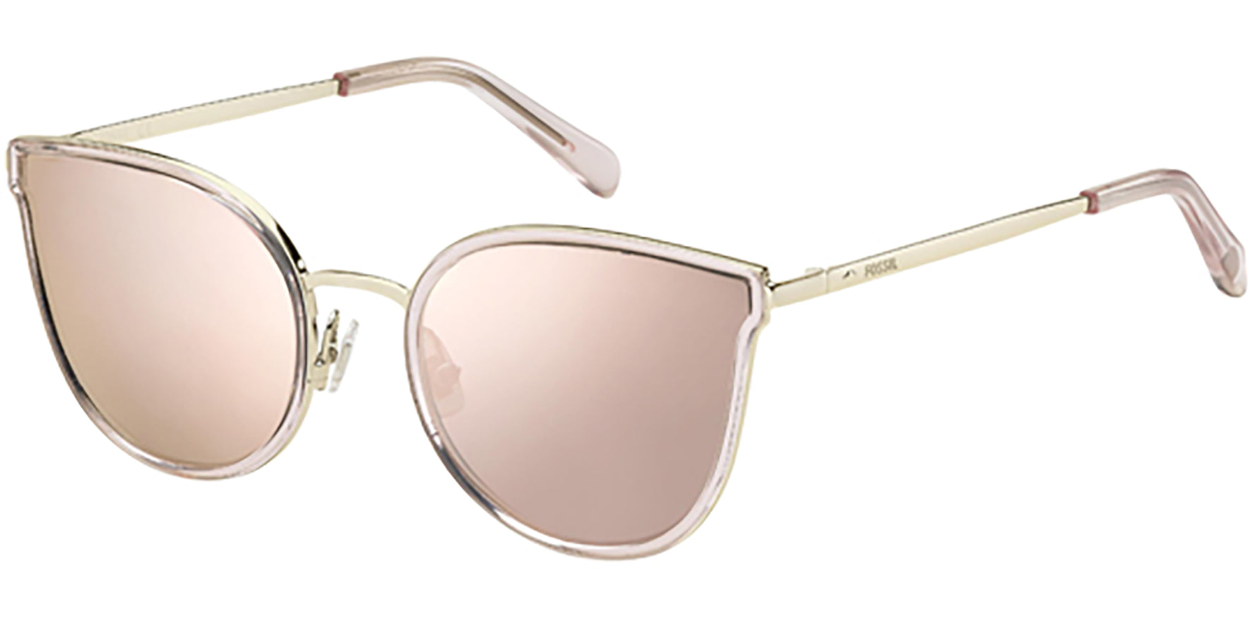 Fossil Crystal/Gold-Tone Cat Eye w/Pink Mirror Lens - Eyedictive