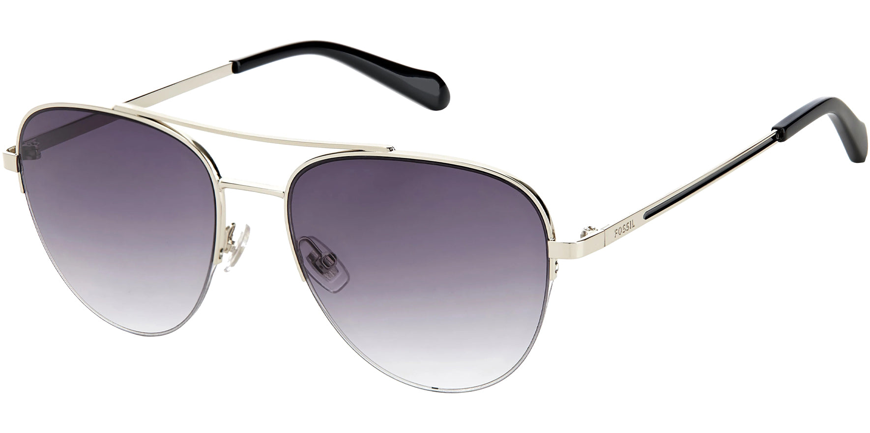 Fossil Palladium Semi-Rimless Aviator w/ Gradient Lens - Eyedictive