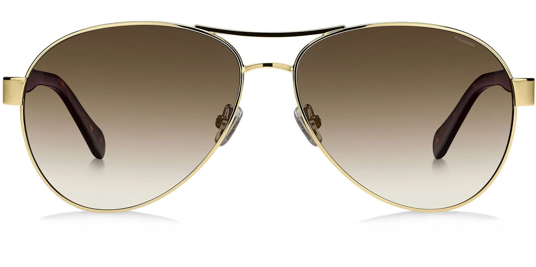 Fossil Polarized Gold-Tone Stainless Steel Aviator w/ Gradient Lens - Eyedictive