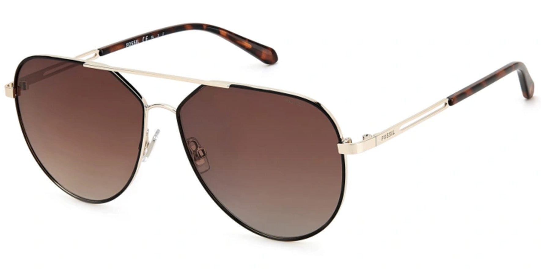 Fossil Polarized Gold-Tone/Matte Black Aviator