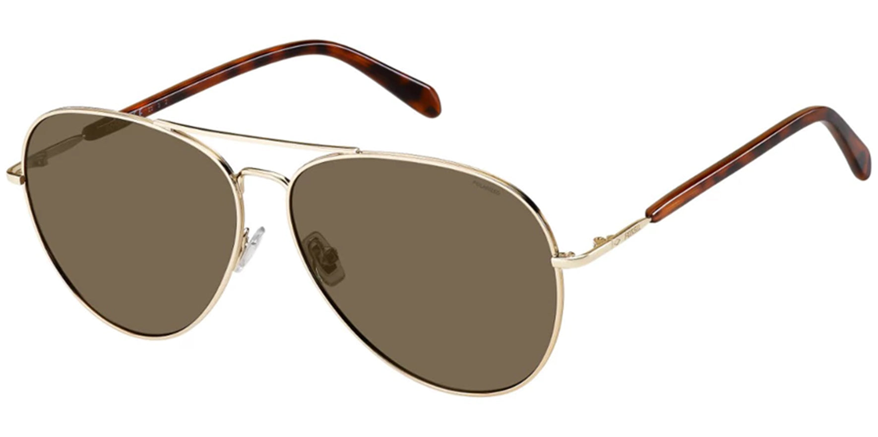 Fossil Polarized Light Gold-Tone Slim Aviator - Eyedictive