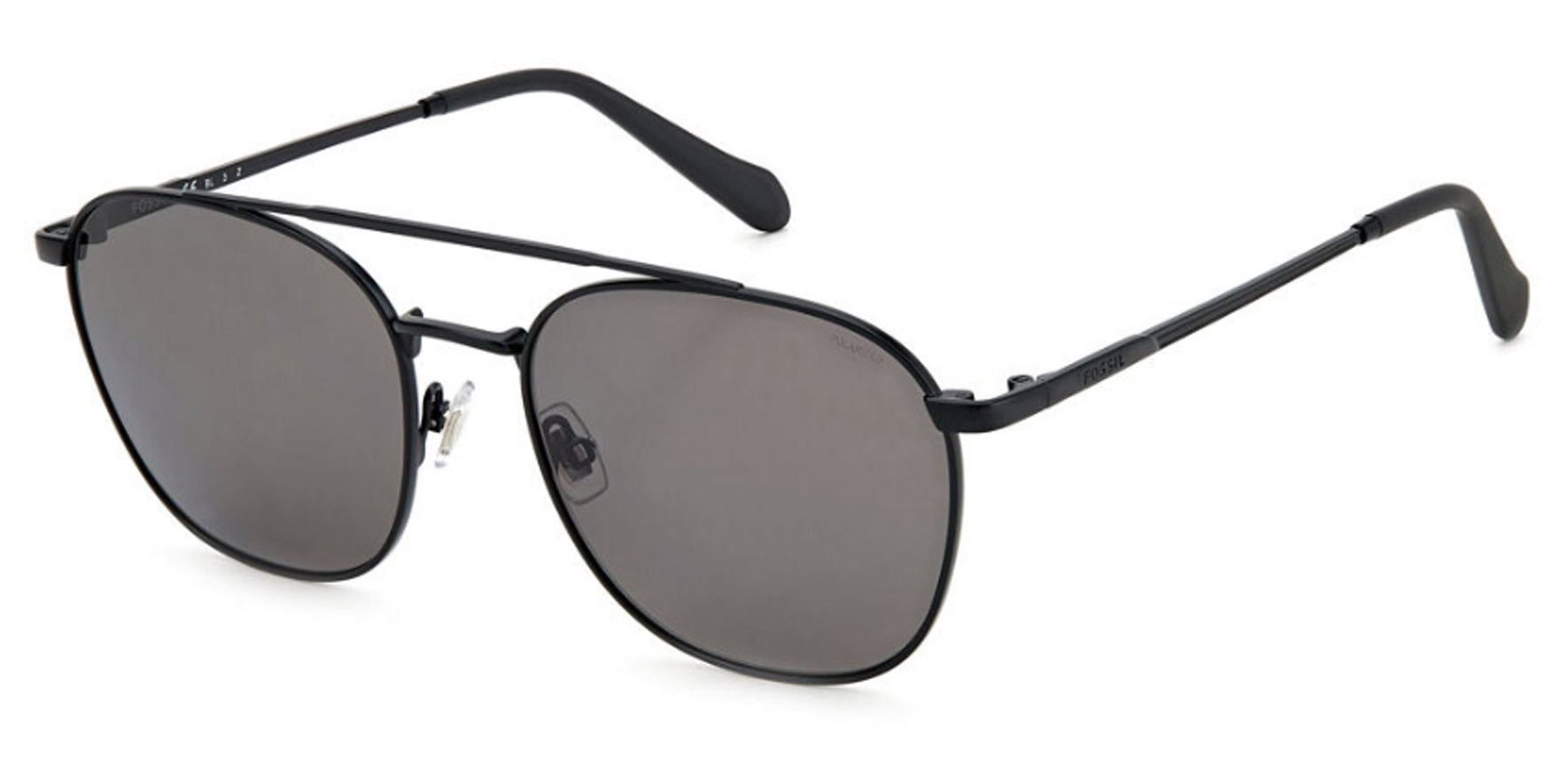 Fossil Polarized Matte Black Brow-Bar Aviator - Eyedictive