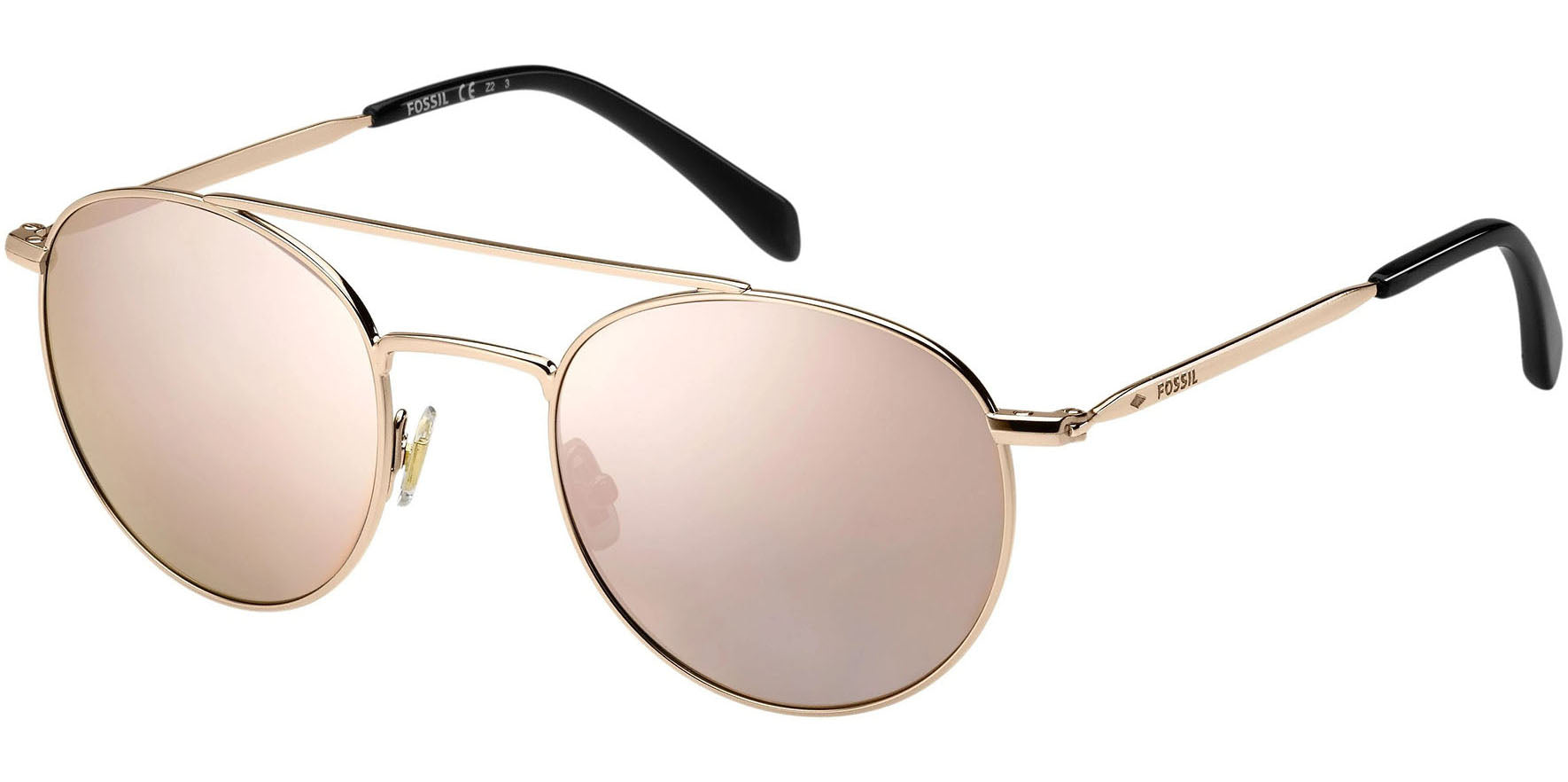 Fossil Red Gold-Tone Rounded Aviator - Eyedictive