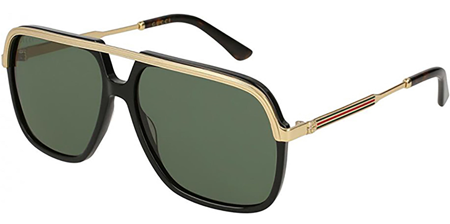 Gucci Signature Gold-Tone Black Modern Pilot - Eyedictive