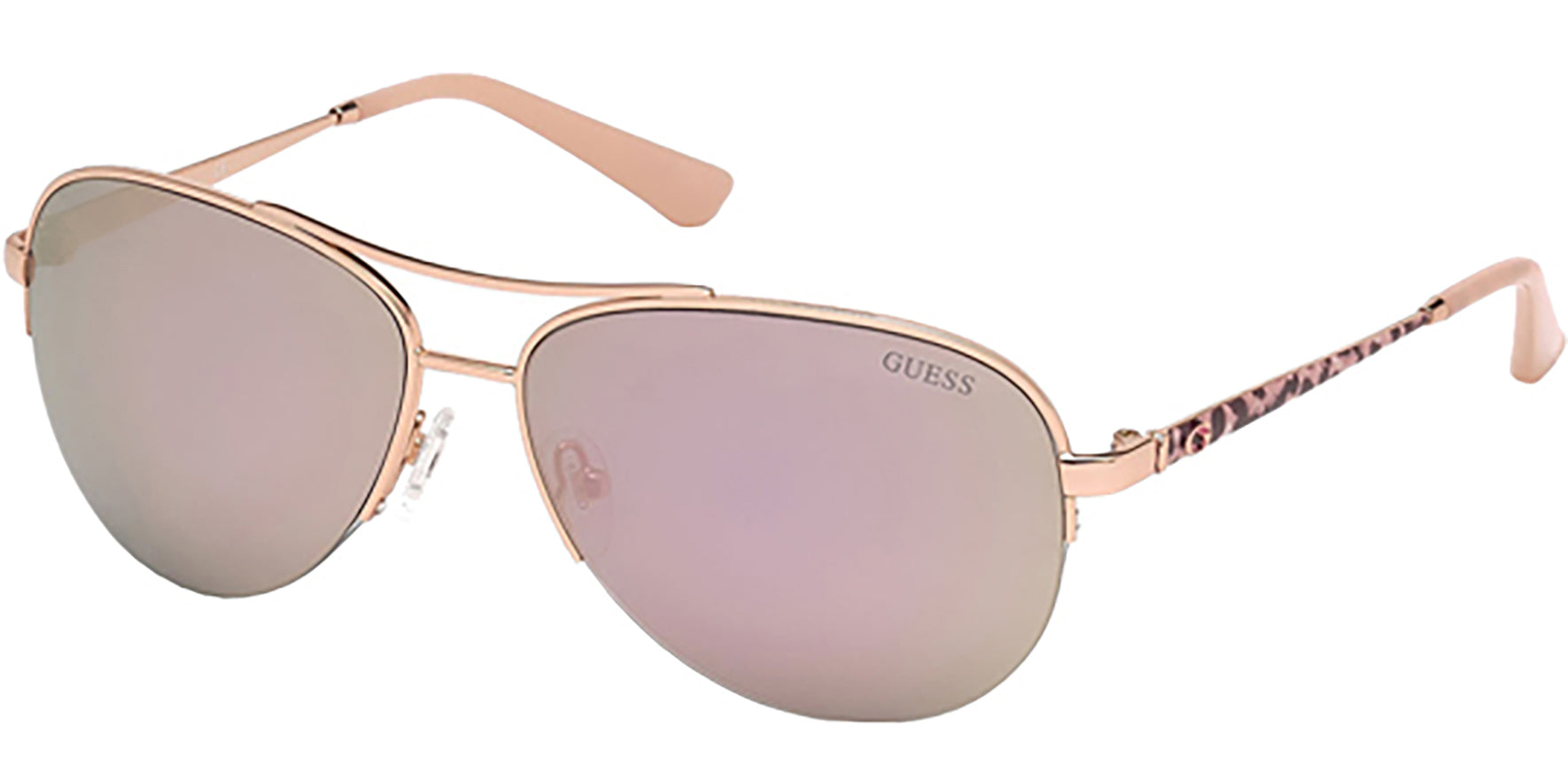 Guess Shiny Rose Gold-Tone Semi-Rimless Aviator - Eyedictive