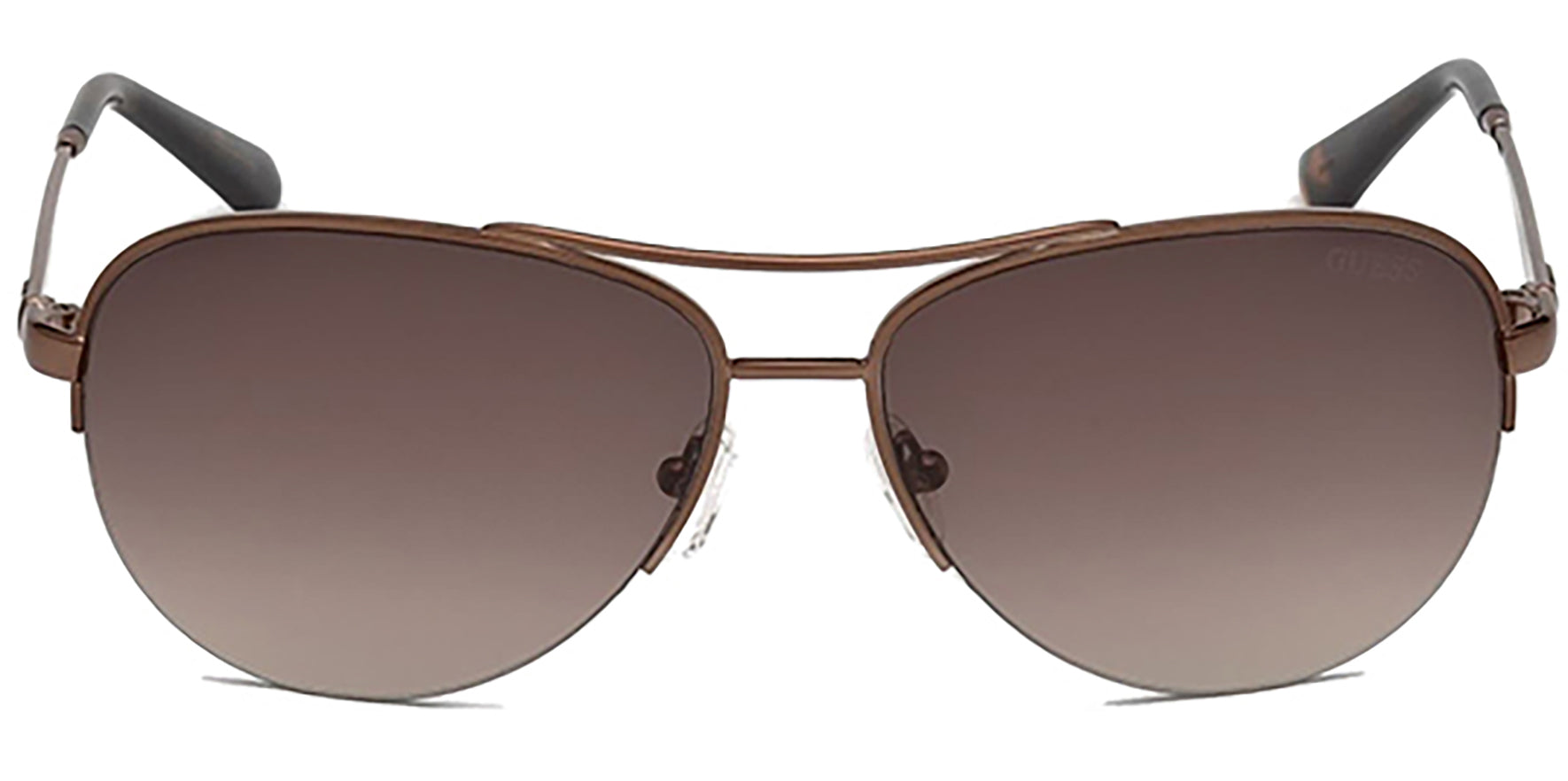 Guess Dark Shiny Brown Semi-Rimless Aviator - Eyedictive