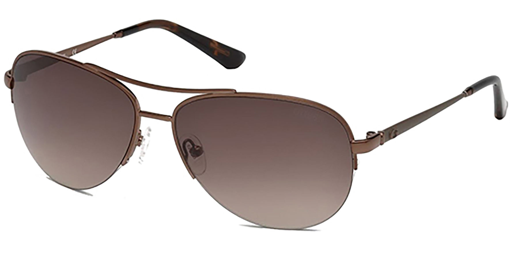 Guess Dark Shiny Brown Semi-Rimless Aviator - Eyedictive