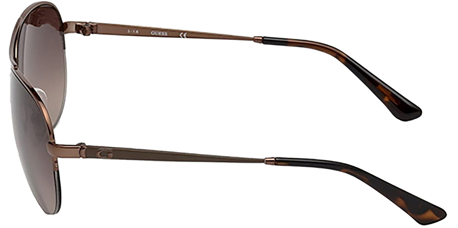 Guess Dark Shiny Brown Semi-Rimless Aviator - Eyedictive