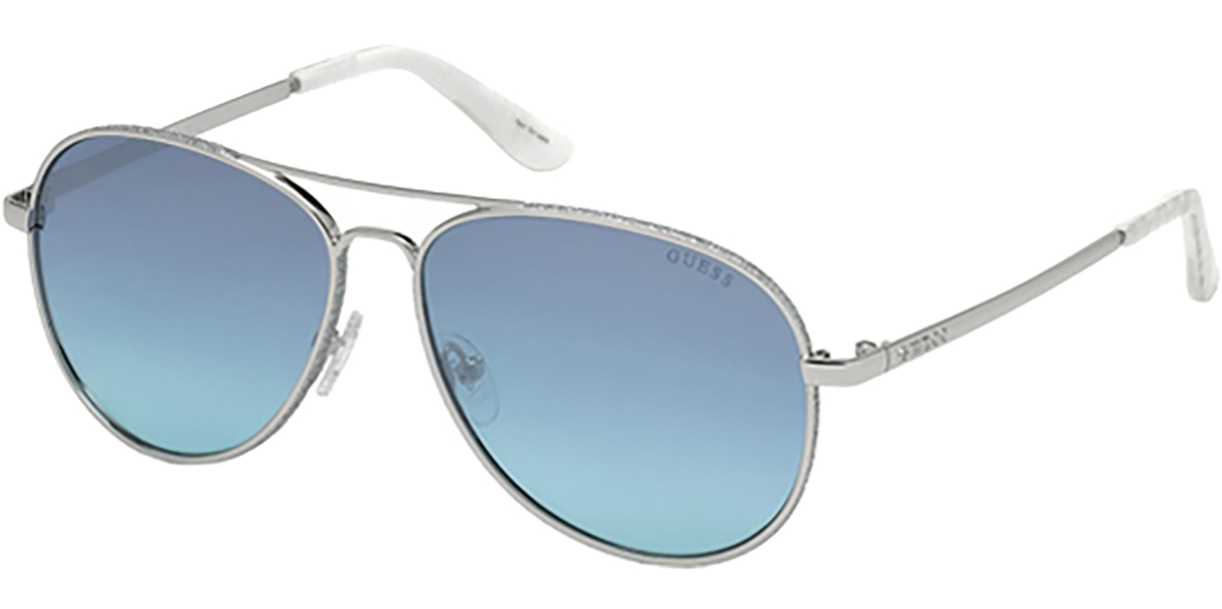 Guess Shiny Nickel Aviator w/Glitter Detail - Eyedictive