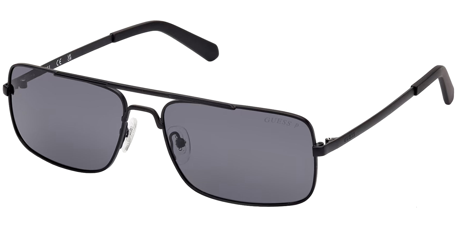 Guess Polarized Matte Black Rectangle Navigator - Eyedictive