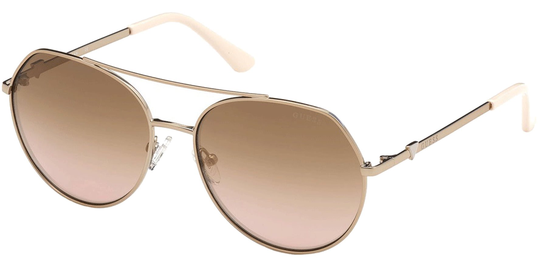 Guess Shiny Rose Gold-Tone Aviator w/Gradient Lens - Eyedictive