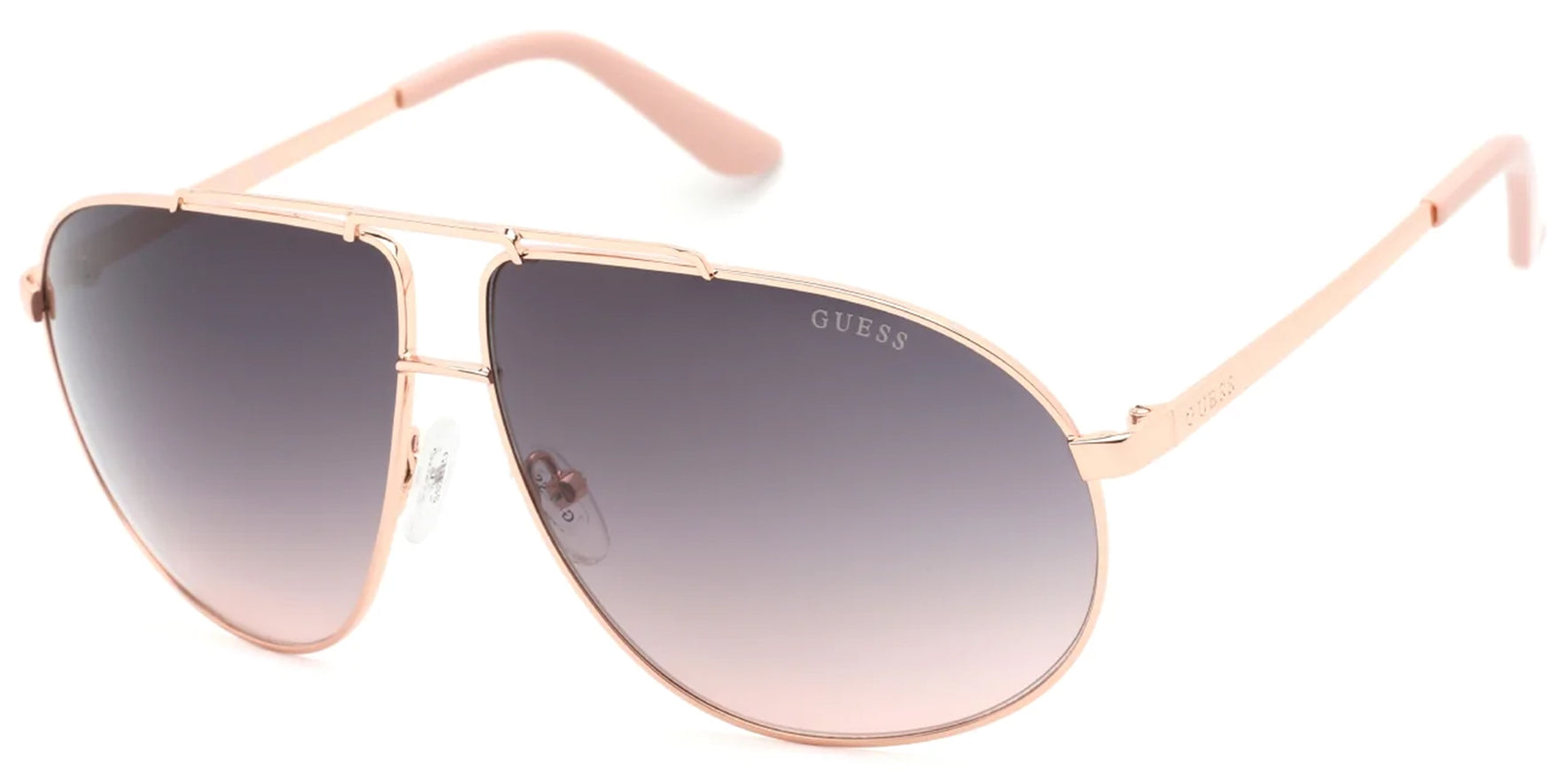 Guess Shiny Rose Gold-Tone Modern Aviator - Eyedictive