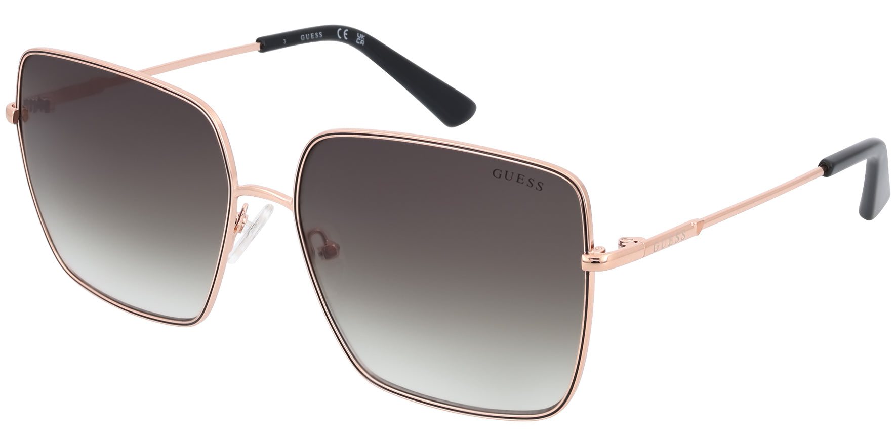 Guess Shiny Rose Gold-Tone Oversized Square w/ Gradient Lens - Eyedictive