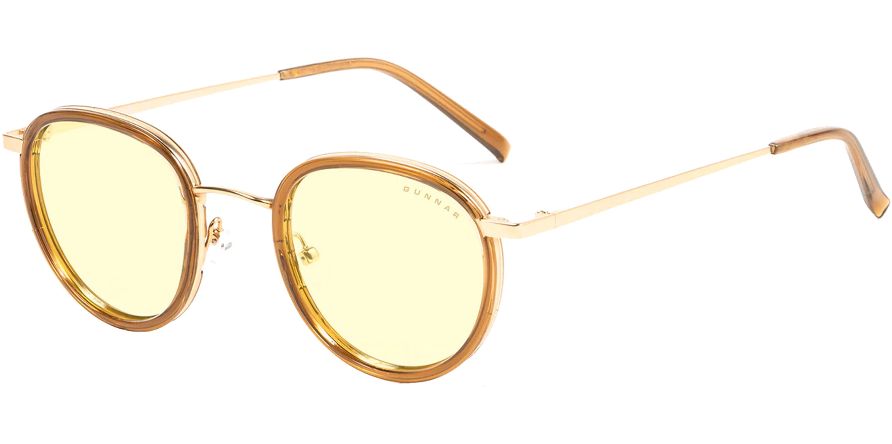 Gunnar Atherton Satin Gold-Tone Round Gaming/Computer Glasses - Eyedictive