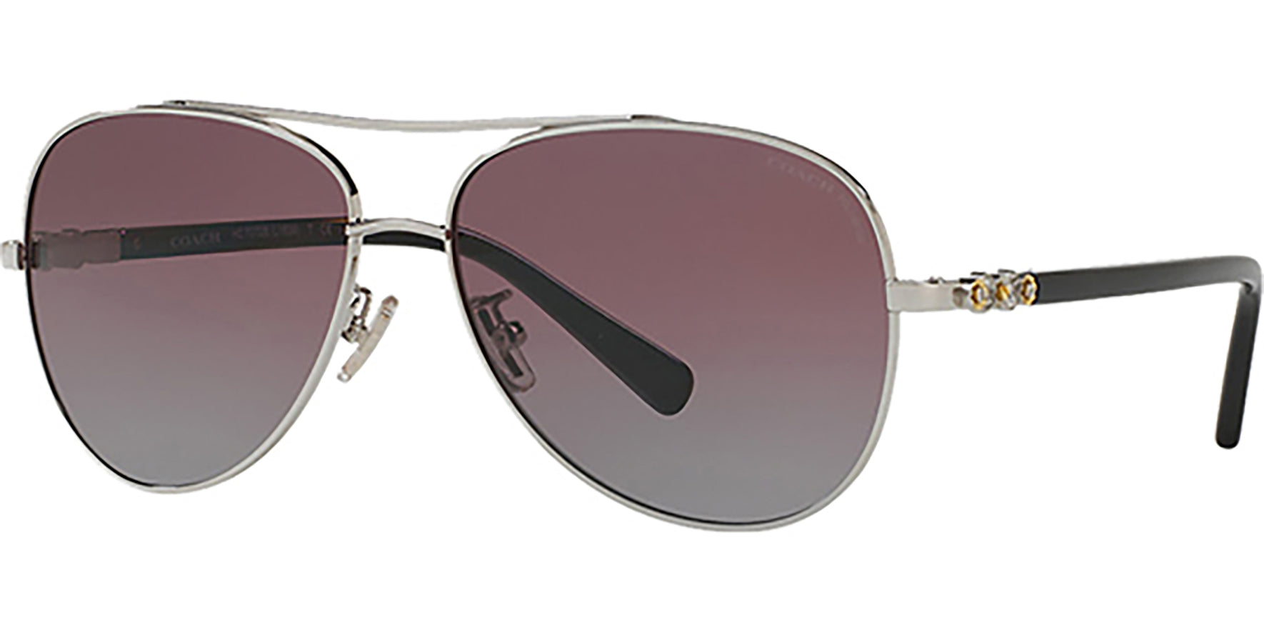 Coach Polarized Silver-Tone Aviator w/ Gradient Lens - Eyedictive