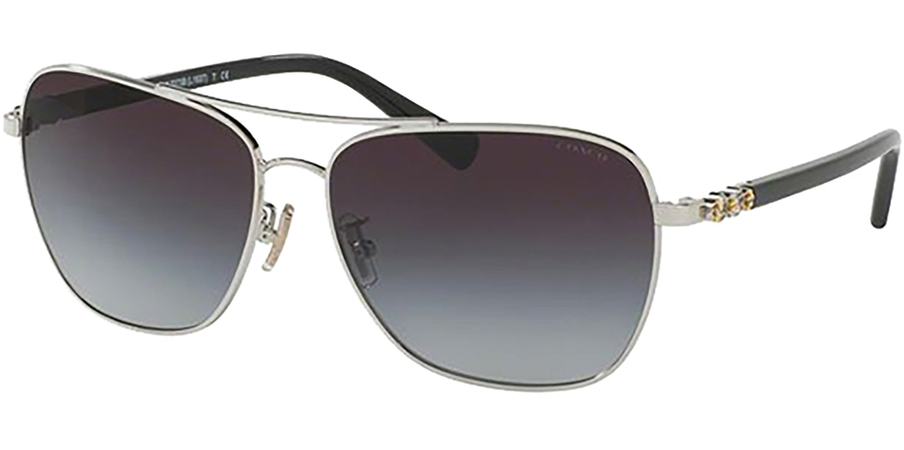 Coach Polarized Silver-Tone Black Navigator - Eyedictive