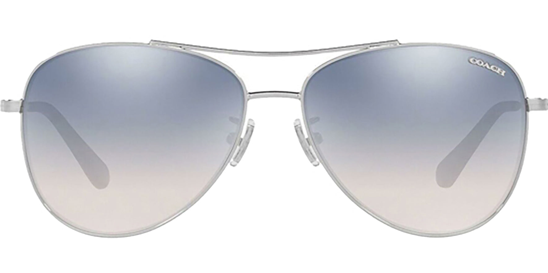 Coach Shiny Silver-Tone Aviator w/ Gradient Mirrored Lens - Eyedictive