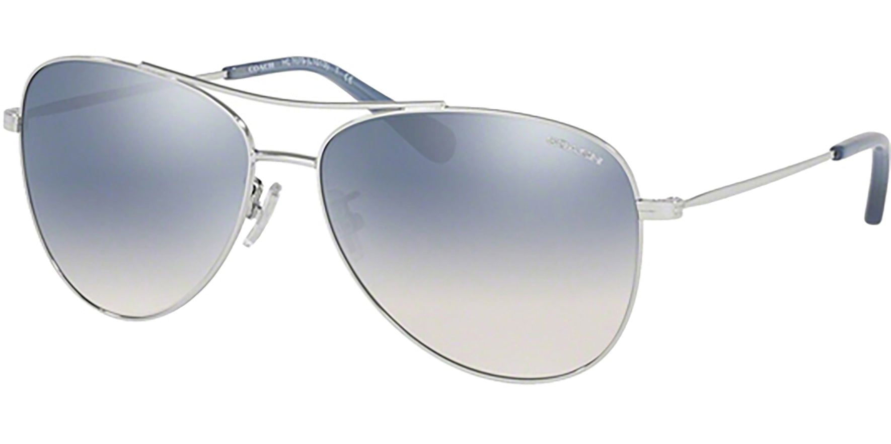 Coach Shiny Silver-Tone Aviator w/ Gradient Mirrored Lens - Eyedictive