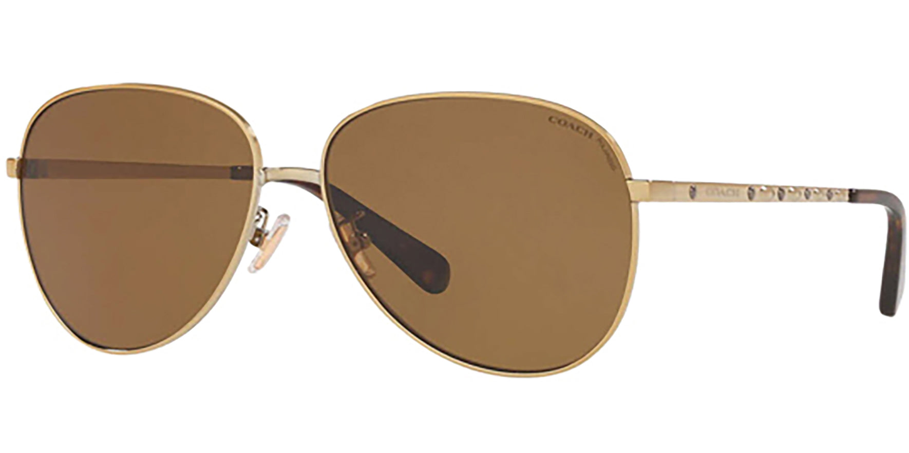 Coach Polarized Shiny Light Gold-Tone Aviator - Eyedictive