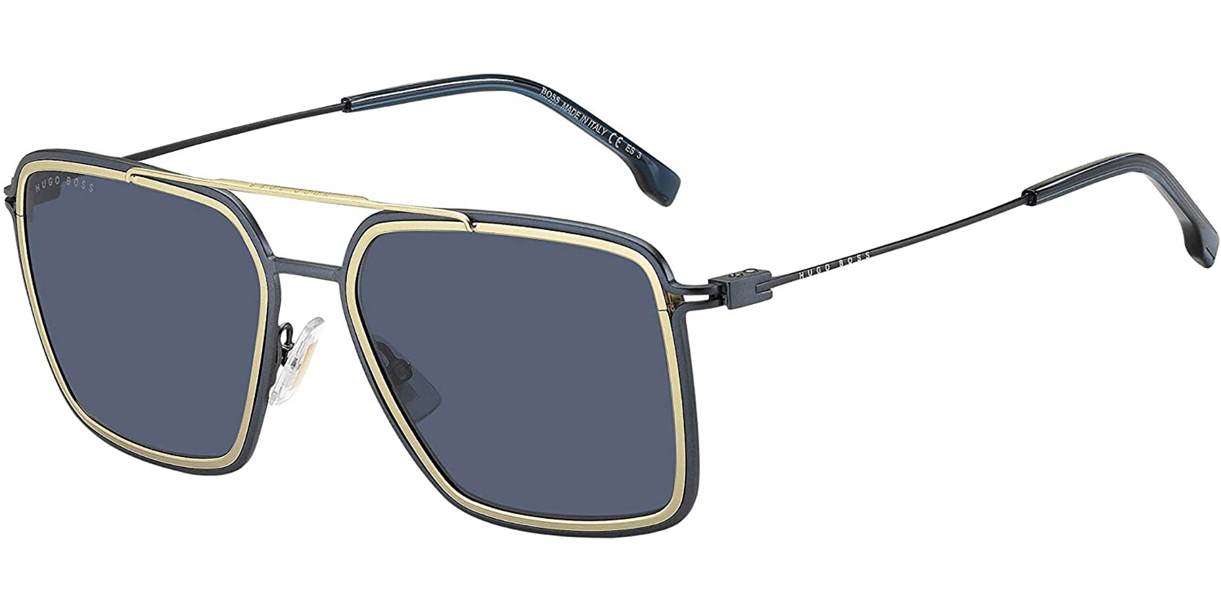 Hugo Boss Blue/Gold-Tone Squared Aviator - Eyedictive