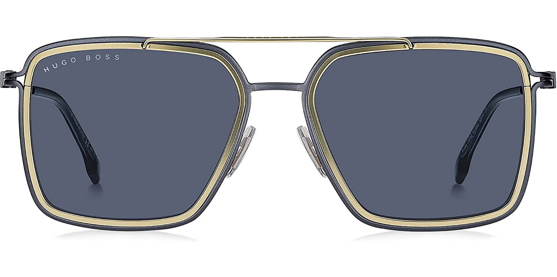 Hugo Boss Blue/Gold-Tone Squared Aviator - Eyedictive