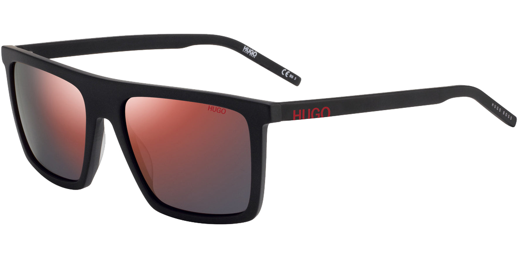 HUGO By Hugo Boss Matte Black Rectangle w/ Mirror Lens - Eyedictive