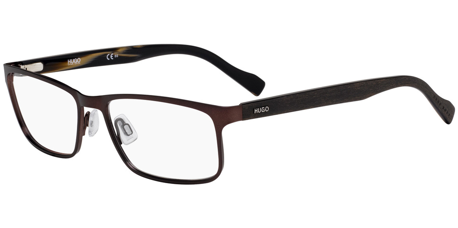 HUGO by Hugo Boss Matte Brown Stainless Steel Eyeglass Frames - Eyedictive