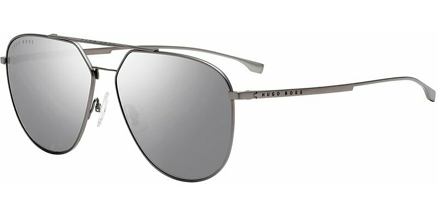 Hugo Boss Matte Grey Titanium Geometric Aviator w/ Mirror Lens - Eyedictive