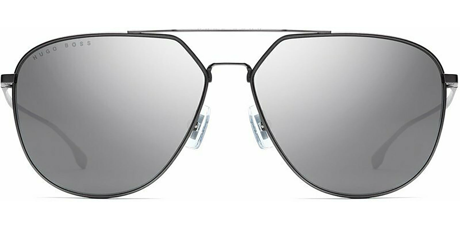 Hugo Boss Matte Grey Titanium Geometric Aviator w/ Mirror Lens - Eyedictive