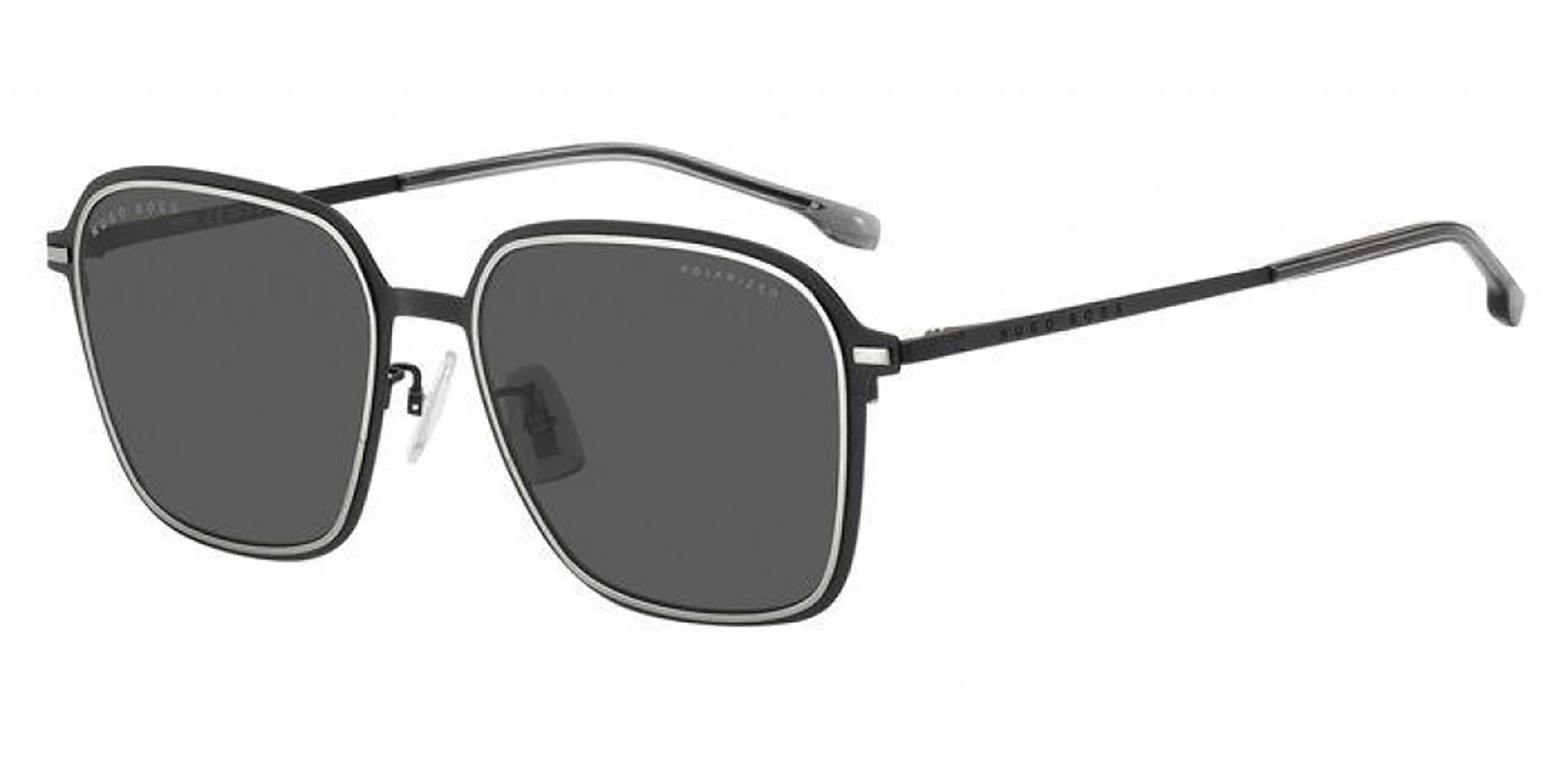 Hugo Boss Polarized Matte Black Slim Metal Square - Eyedictive