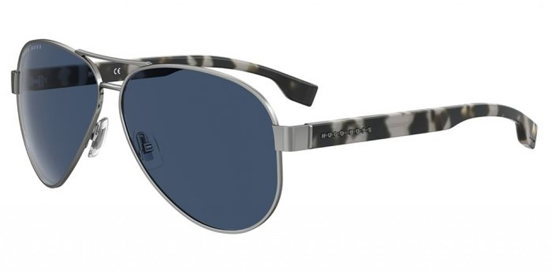 Hugo Boss Ruthenium Aviator w/ Crystal Havana Temples