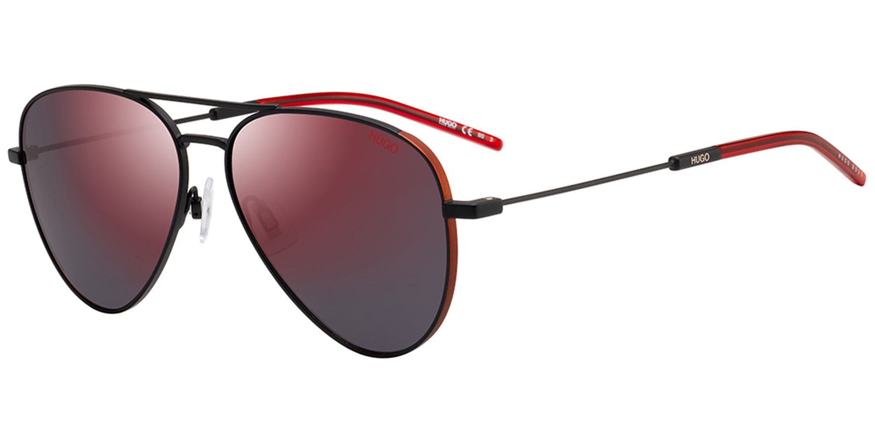 Hugo By Hugo Boss Matte Black/Red Aviator - Eyedictive