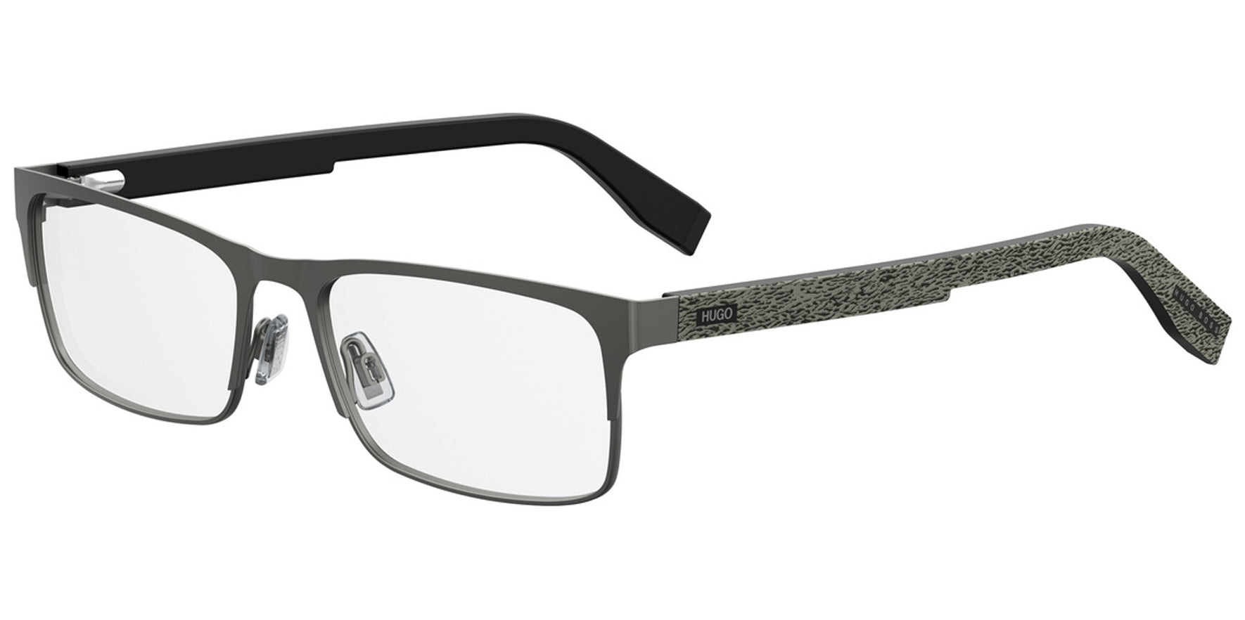 HUGO By Hugo Boss Matte Ruthenium Brow-Line Eyeglass Frames - Eyedictive