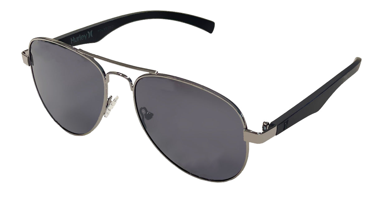 Hurley Polarized Gunmetal Aviator w/ Rubberized Temples - Eyedictive