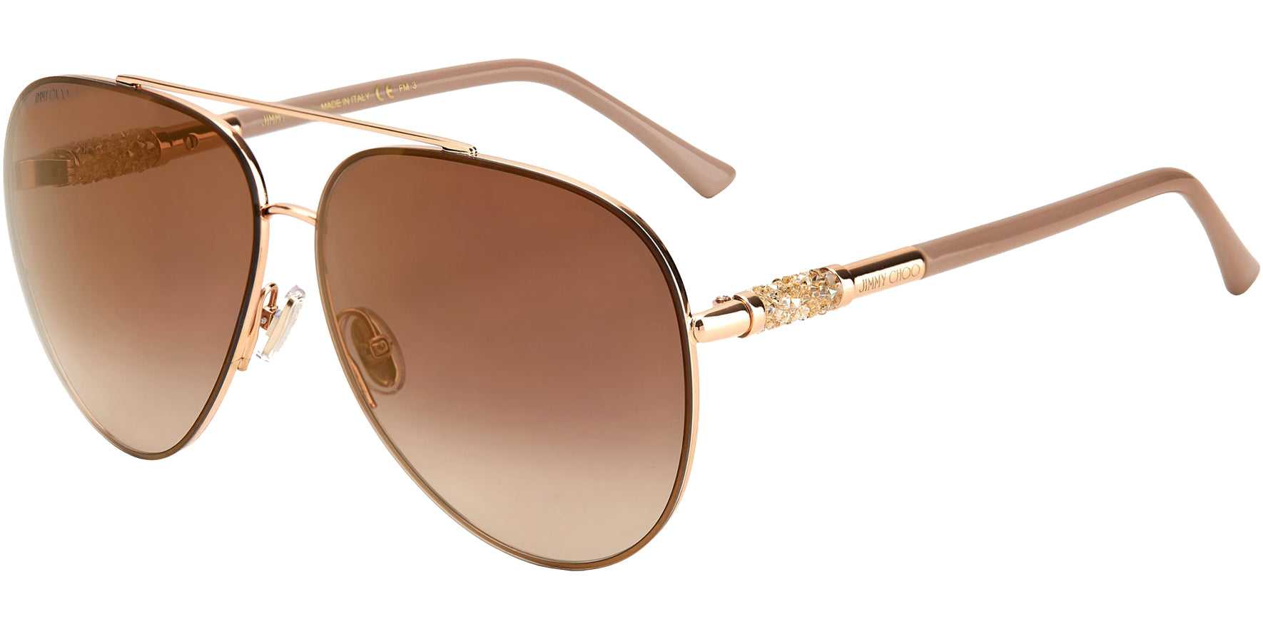 Jimmy Choo Gray Aviator w/ Stone Encrusted Temples - Eyedictive