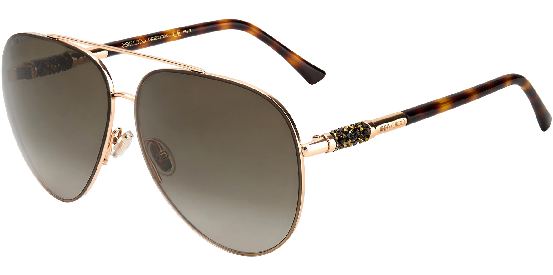 Jimmy Choo Gray Aviator w/ Stone Encrusted Temples - Eyedictive