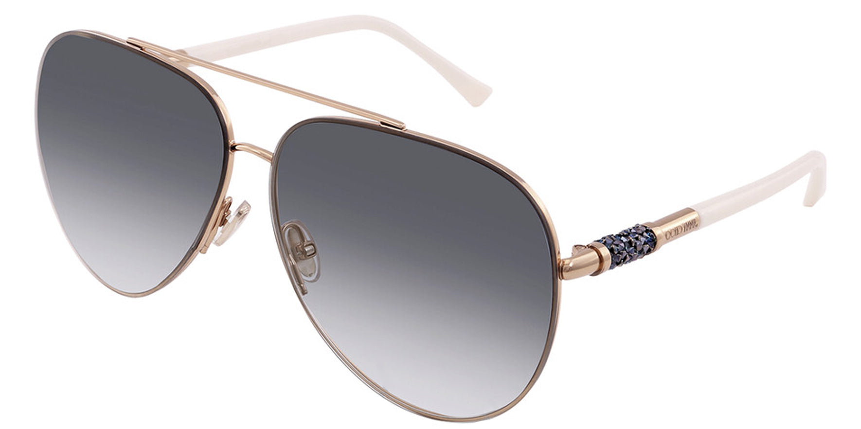 Jimmy Choo Gray Aviator w/ Stone Encrusted Temples - Eyedictive