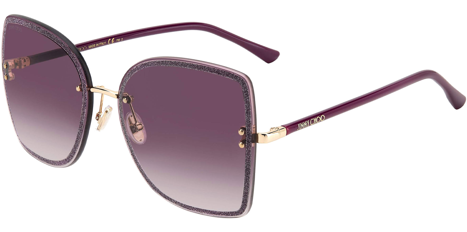 Jimmy Choo Leti Oversized Gold-Tone/Plum Squared Butterfly - Eyedictive