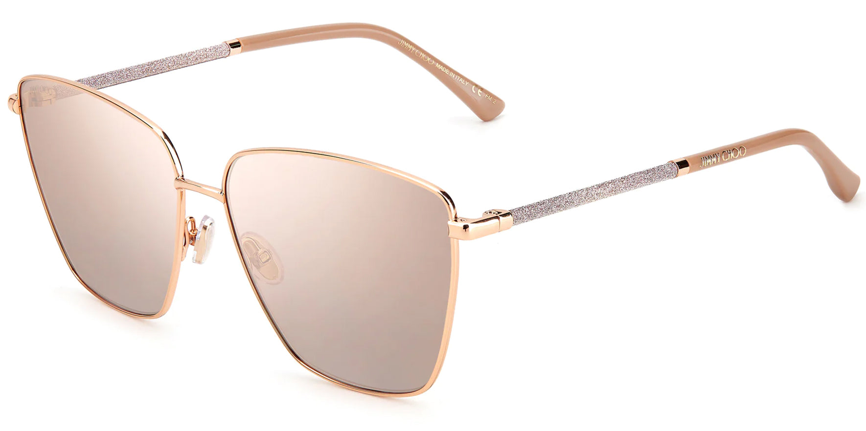 Jimmy Choo Nude/Gold-Tone Asymmetric Square - Eyedictive