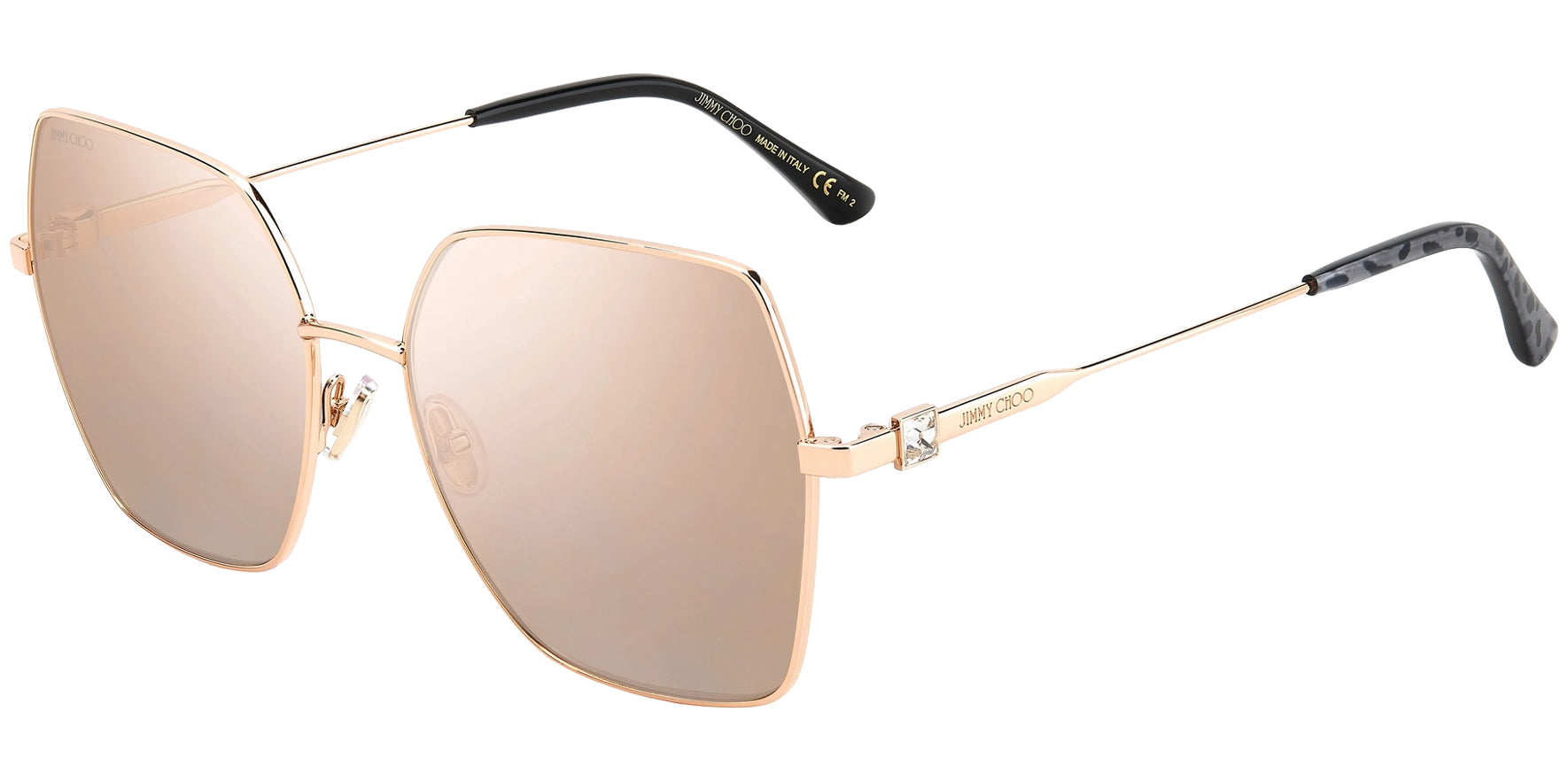 Jimmy Choo Reyes Gold/Copper Tone Geometric w/ Mirror Lens - Eyedictive