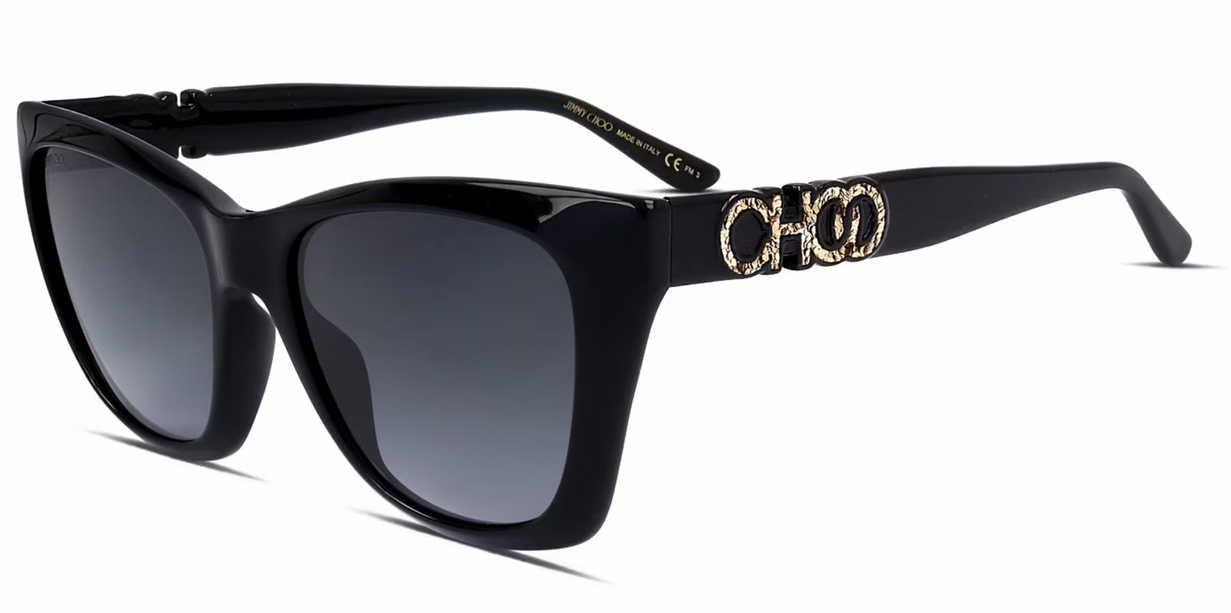 Jimmy Choo Rikki Black Beveled Cat-Eye w/ Gradient Lens