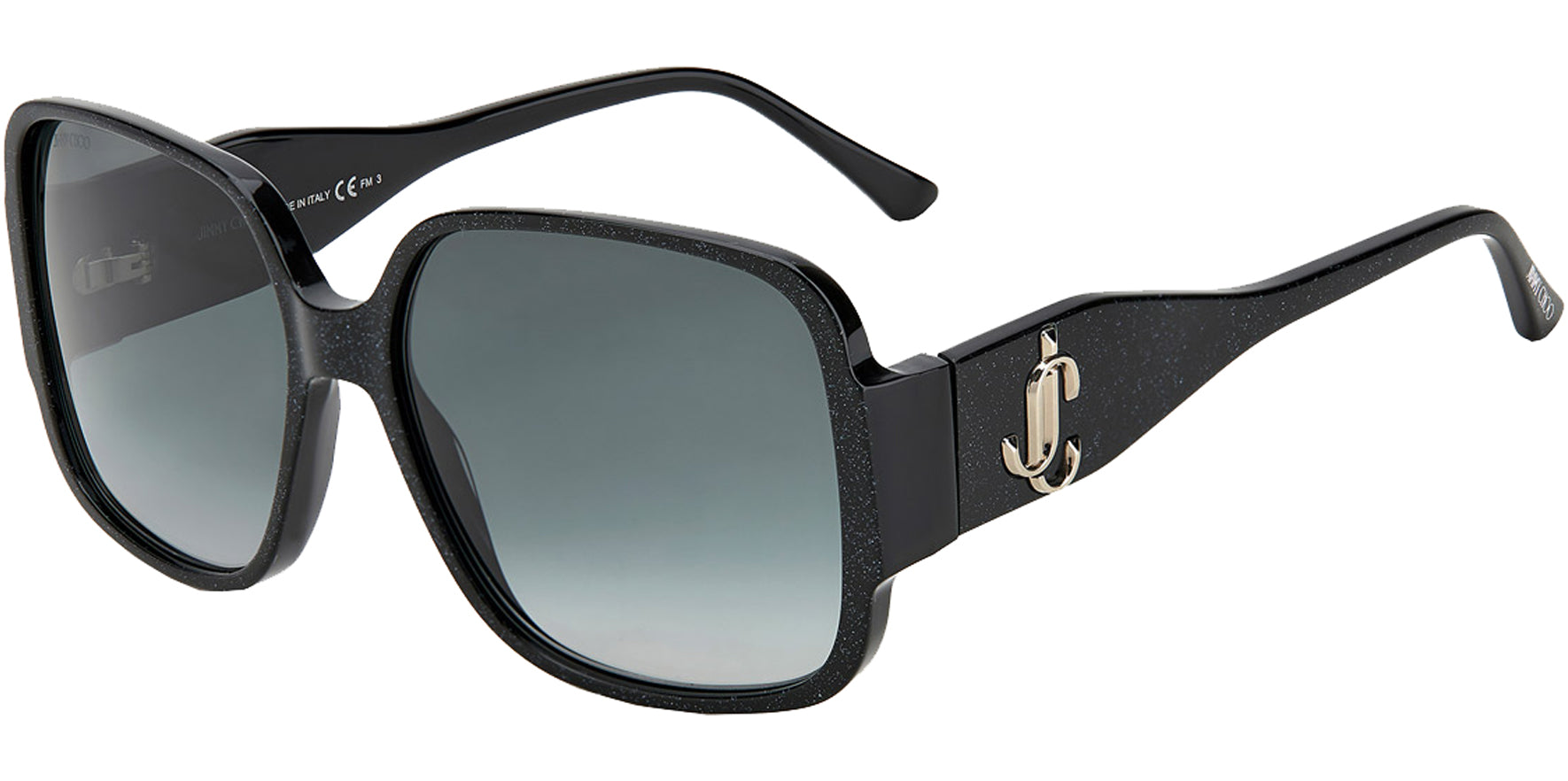 Jimmy Choo Tara Glitter Black Oversize Square w/ Gradient Lens - Eyedictive