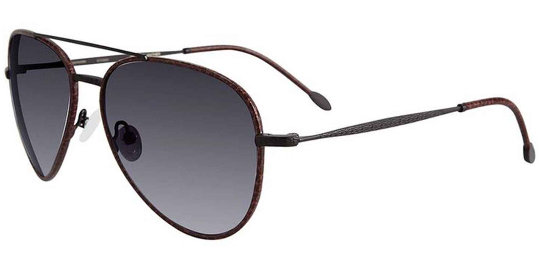 John Varvatos Leather-Wrapped Aviator w/ Gradient AR Lens - Eyedictive